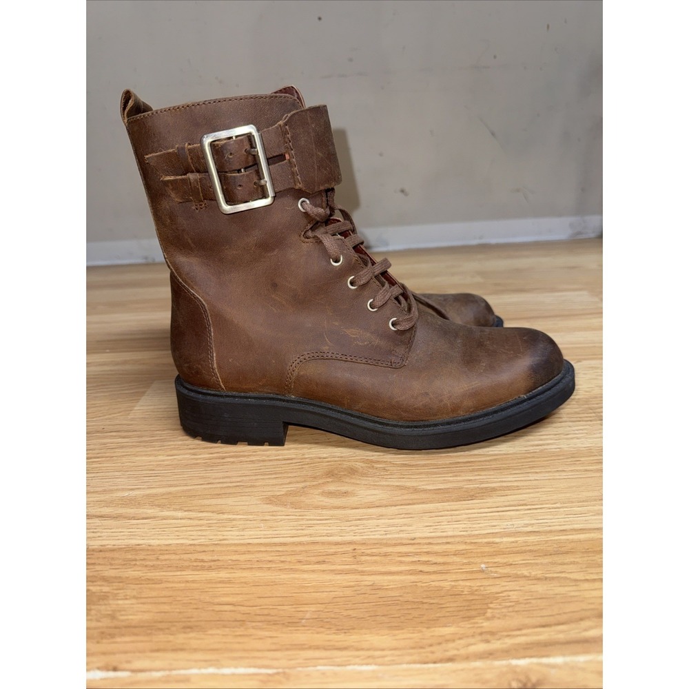 Clarks Orinoco 2 Lace Zip Leather Boots Womens Brown Snuff Leather NEW 8M